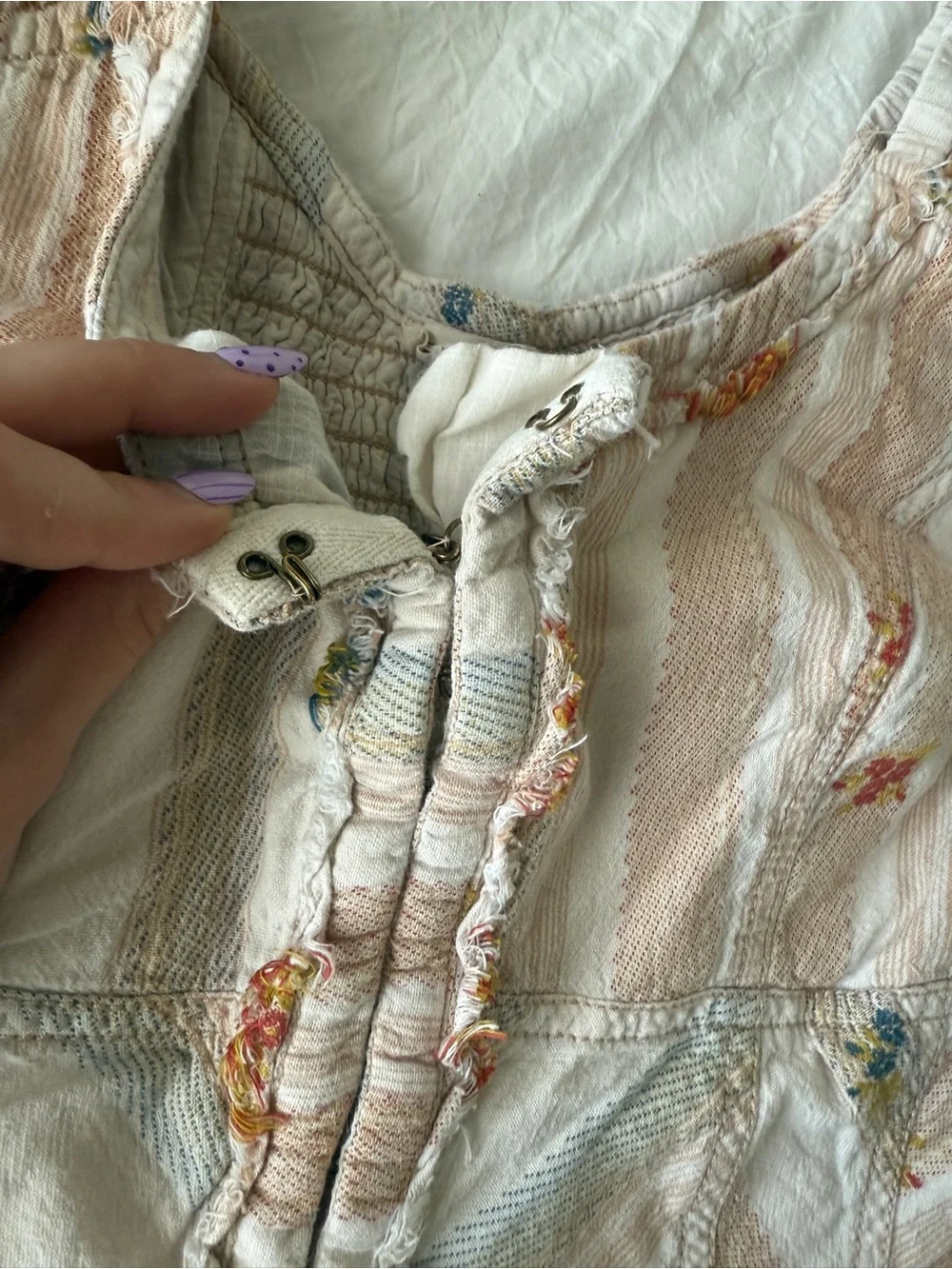 PILCRO ANTHROPOLOGIE Puff-Sleeve Peplum Blouse Floral Smocked Boho Cotton Top L